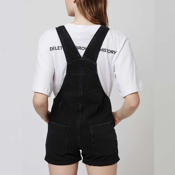 TOPSHOP MOTO Short Denim Dungaree Jumpsuit - Picture 4 of 8